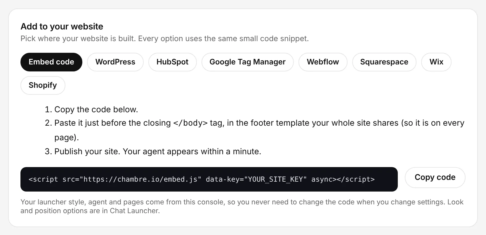 Copy your embed code